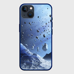 Чехол для iPhone 14 Plus Космический пейзаж с ледяными скалами, цвет: 3D-тёмно-синий