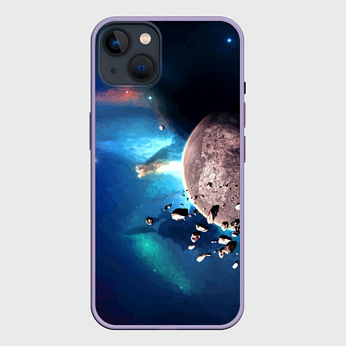Чехол iPhone 14 Plus Космическое столкновение объектов / 3D-Серый – фото 1