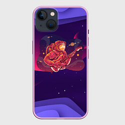 Чехол для iPhone 14 Plus ROCK - Гитарист играет в космосе на гитаре, цвет: 3D-сиреневый