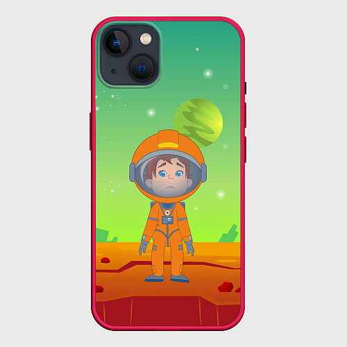 Чехол iPhone 14 Plus Девочка на Марсе / 3D-Малиновый – фото 1