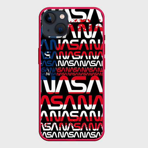 Чехол iPhone 14 Plus Nasa usa флаг / 3D-Малиновый – фото 1