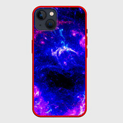 Чехол для iPhone 14 Plus Неоновый космос со звездами, цвет: 3D-красный