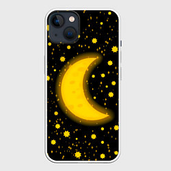 Чехол для iPhone 14 Plus Полумесяц и звезды, цвет: 3D-белый