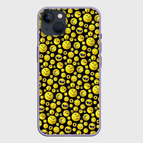 Чехол iPhone 14 Plus Шарики эмодзи на черном / 3D-Серый – фото 1