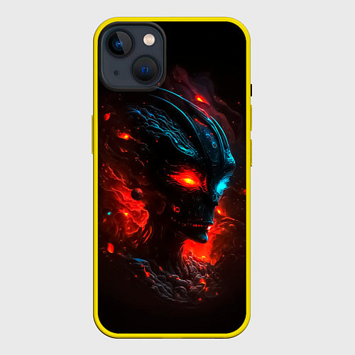Чехол iPhone 14 Plus Демонический пришелец / 3D-Желтый – фото 1
