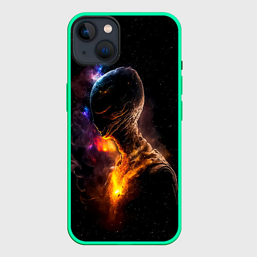 Чехол iPhone 14 Plus Инопланетянин в космическом пространстве / 3D-Мятный – фото 1
