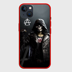 Чехол для iPhone 14 Plus Зомби анархист, цвет: 3D-красный