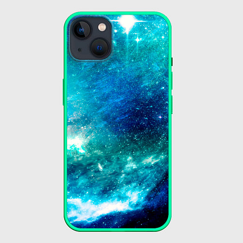 Чехол iPhone 14 Plus Звёздная Вселенная / 3D-Мятный – фото 1