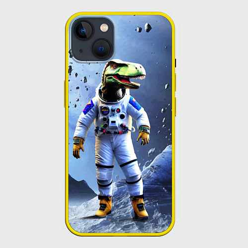 Чехол iPhone 14 Plus Тираннозавр-космонавт / 3D-Желтый – фото 1