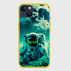 Чехол для iPhone 14 Plus Астронавт на зеленой планете, цвет: 3D-желтый