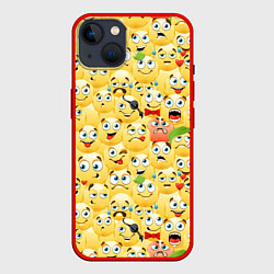 Чехол для iPhone 14 Plus Смайлики - эмоции, цвет: 3D-красный