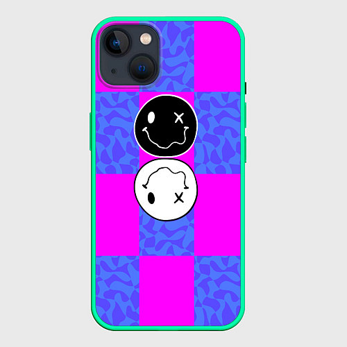 Чехол iPhone 14 Plus Smile chaos / 3D-Мятный – фото 1