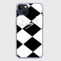 Чехол для iPhone 14 Plus Алиса шахматная клетка, цвет: 3D-серый