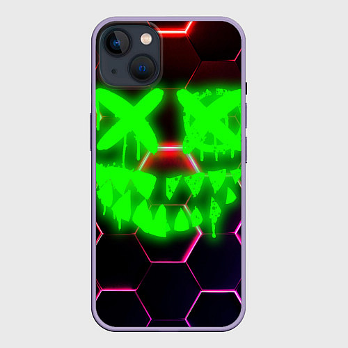 Чехол iPhone 14 Plus Монстр из неона / 3D-Серый – фото 1