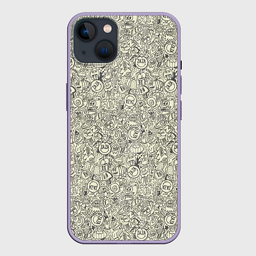 Чехол iPhone 14 Plus Смайл и человечки / 3D-Серый – фото 1
