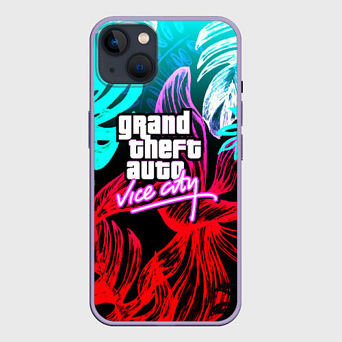 Чехол iPhone 14 Plus GTA vice city tropic / 3D-Серый – фото 1