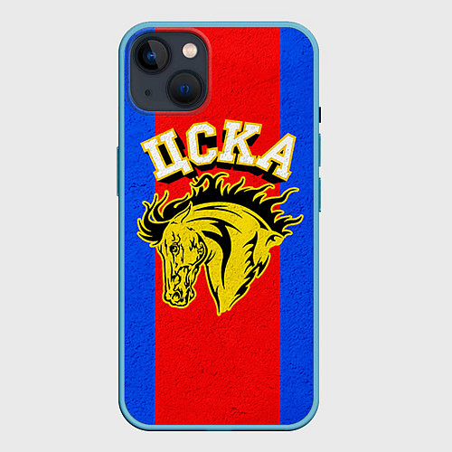 Чехол iPhone 14 Plus ФК ЦСКА / 3D-Голубой – фото 1