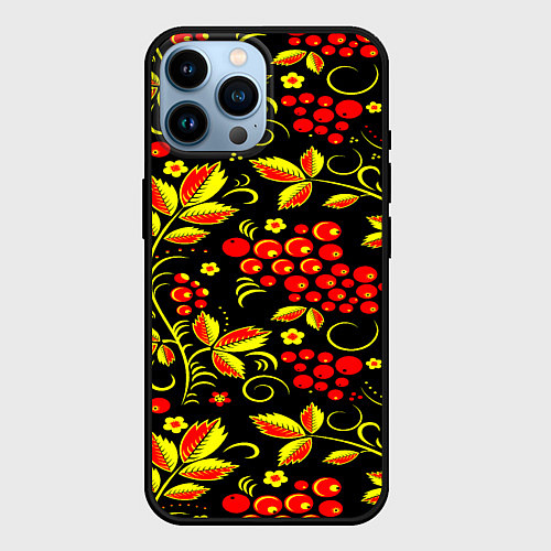 Чехол iPhone 14 Pro Max Хохлома / 3D-Черный – фото 1