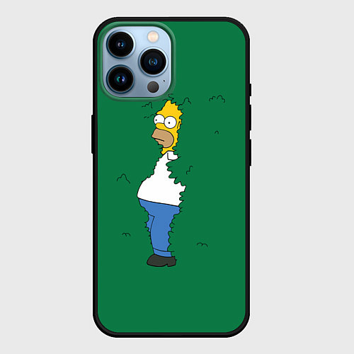 Чехол iPhone 14 Pro Max Гомер в кустах / 3D-Черный – фото 1