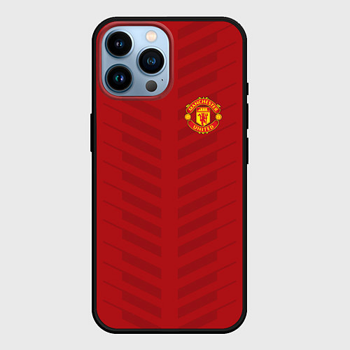 Чехол iPhone 14 Pro Max Manchester United: Red Lines / 3D-Черный – фото 1