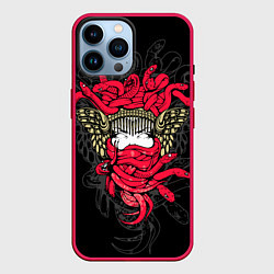 Чехол для iPhone 14 Pro Max Горгона Медуза, цвет: 3D-малиновый