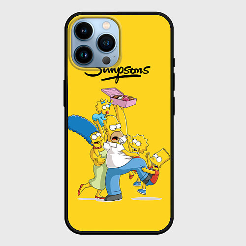 Чехол iPhone 14 Pro Max Simpsons Family / 3D-Черный – фото 1