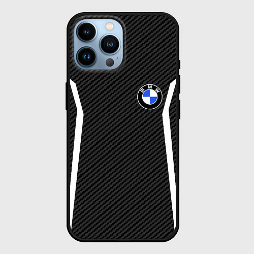 Чехол iPhone 14 Pro Max BMW CARBON БМВ КАРБОН / 3D-Черный – фото 1
