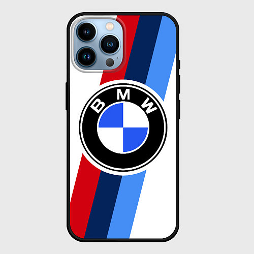 Чехол iPhone 14 Pro Max BMW M: White Sport / 3D-Черный – фото 1