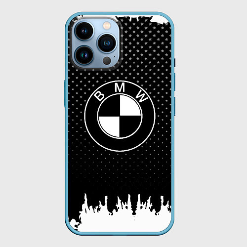 Чехол iPhone 14 Pro Max BMW Black Style / 3D-Голубой – фото 1