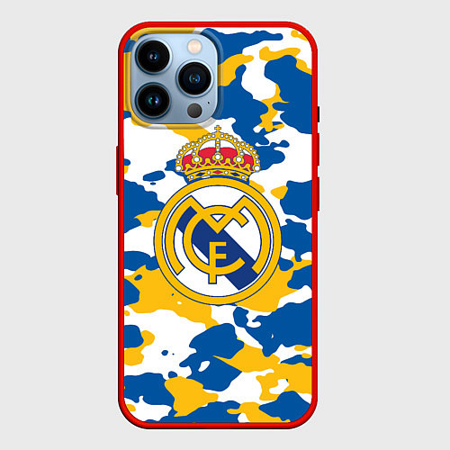 Чехол iPhone 14 Pro Max Real Madrid: Camo / 3D-Красный – фото 1