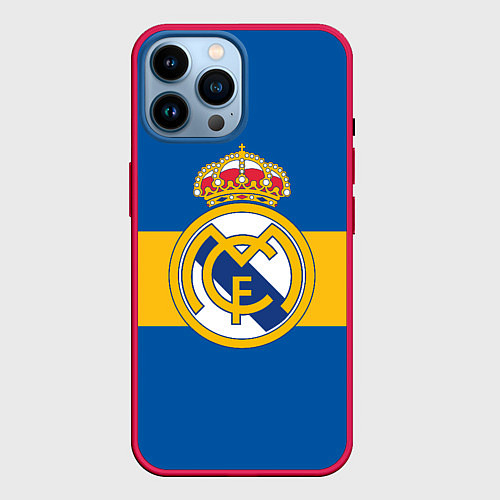 Чехол iPhone 14 Pro Max Реал Мадрид / 3D-Малиновый – фото 1