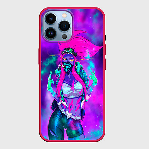 Чехол iPhone 14 Pro Max Akali KDA / 3D-Малиновый – фото 1