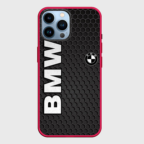Чехол iPhone 14 Pro Max BMW / 3D-Малиновый – фото 1