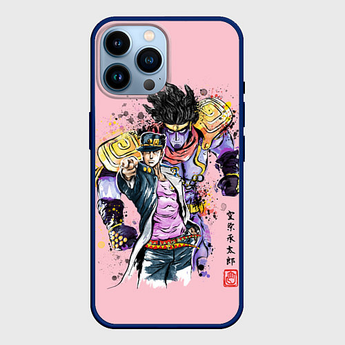 Чехол iPhone 14 Pro Max JoJo Bizarre Adventure / 3D-Тёмно-синий – фото 1