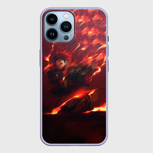 Чехол iPhone 14 Pro Max Танджиро Камадо / 3D-Светло-сиреневый – фото 1