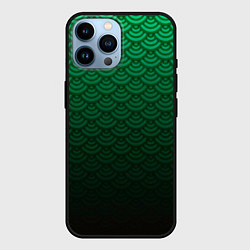 Чехол для iPhone 14 Pro Max Узор зеленая чешуя дракон, цвет: 3D-черный
