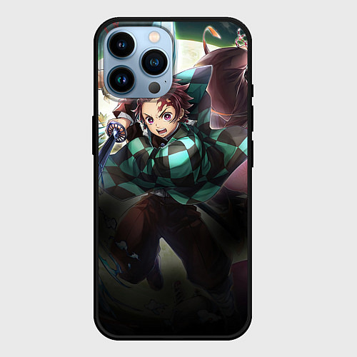 Чехол iPhone 14 Pro Max КЛИНОК РАССЕКАЮЩИЙ ДЕМОНОВ / 3D-Черный – фото 1