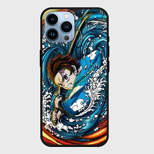 Чехол iPhone 14 Pro Max Танджиро Камадо Клинок демонов / 3D-Черный – фото 1