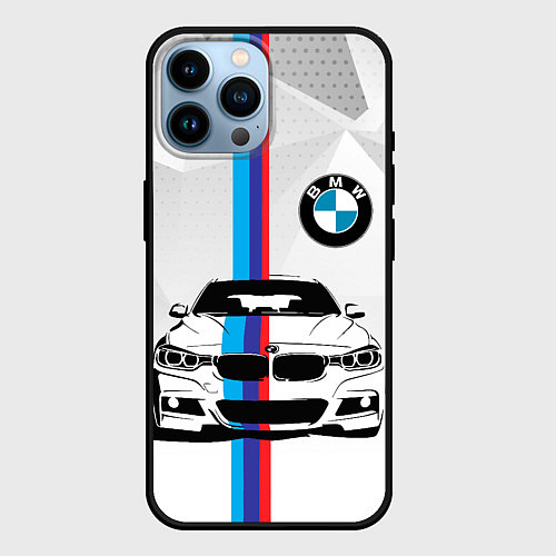 Чехол iPhone 14 Pro Max BMW БМВ M PERFORMANCE / 3D-Черный – фото 1