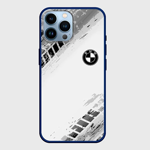 Чехол iPhone 14 Pro Max BMW ПРОТЕКТОР ШИН / 3D-Тёмно-синий – фото 1