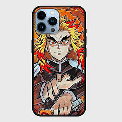 Чехол для iPhone 14 Pro Max Ренгоку Клинок демонов, цвет: 3D-черный