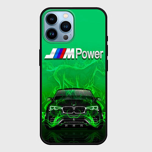 Чехол iPhone 14 Pro Max BMW GREEN STYLE / 3D-Черный – фото 1