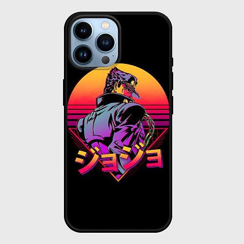 Чехол iPhone 14 Pro Max Ретровейв Джотаро / 3D-Черный – фото 1
