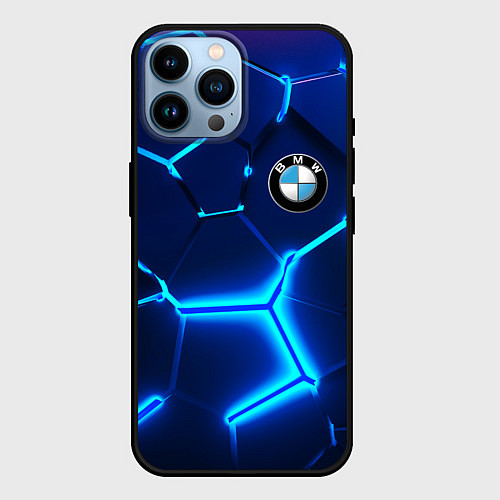 Чехол iPhone 14 Pro Max BMW LOGO 3Д ПЛИТЫ ГЕОМЕТРИЯ / 3D-Черный – фото 1