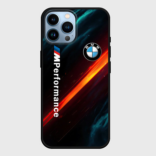 Чехол iPhone 14 Pro Max BMW M PERFORMANCE NEON БМВ М НЕОН / 3D-Черный – фото 1