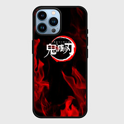 Чехол для iPhone 14 Pro Max Клинок рассекающий демонов пламя, цвет: 3D-черный