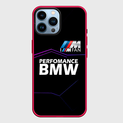 Чехол iPhone 14 Pro Max BMW фанат / 3D-Малиновый – фото 1