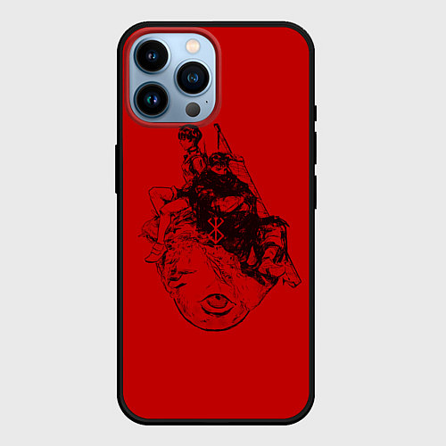 Чехол iPhone 14 Pro Max БЕРСЕРК КАСКА И БЕХЕЛИТ КРАСНЫЙ / 3D-Черный – фото 1