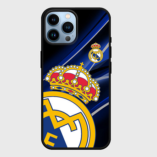 Чехол iPhone 14 Pro Max РЕАЛ МАДРИД ГЕОМЕТРИЯ СПОРТ / 3D-Черный – фото 1