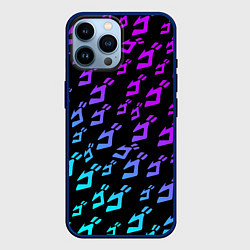 Чехол для iPhone 14 Pro Max JOJOS BIZARRE ADVENTURE NEON PATTERN НЕОН УЗОР, цвет: 3D-тёмно-синий